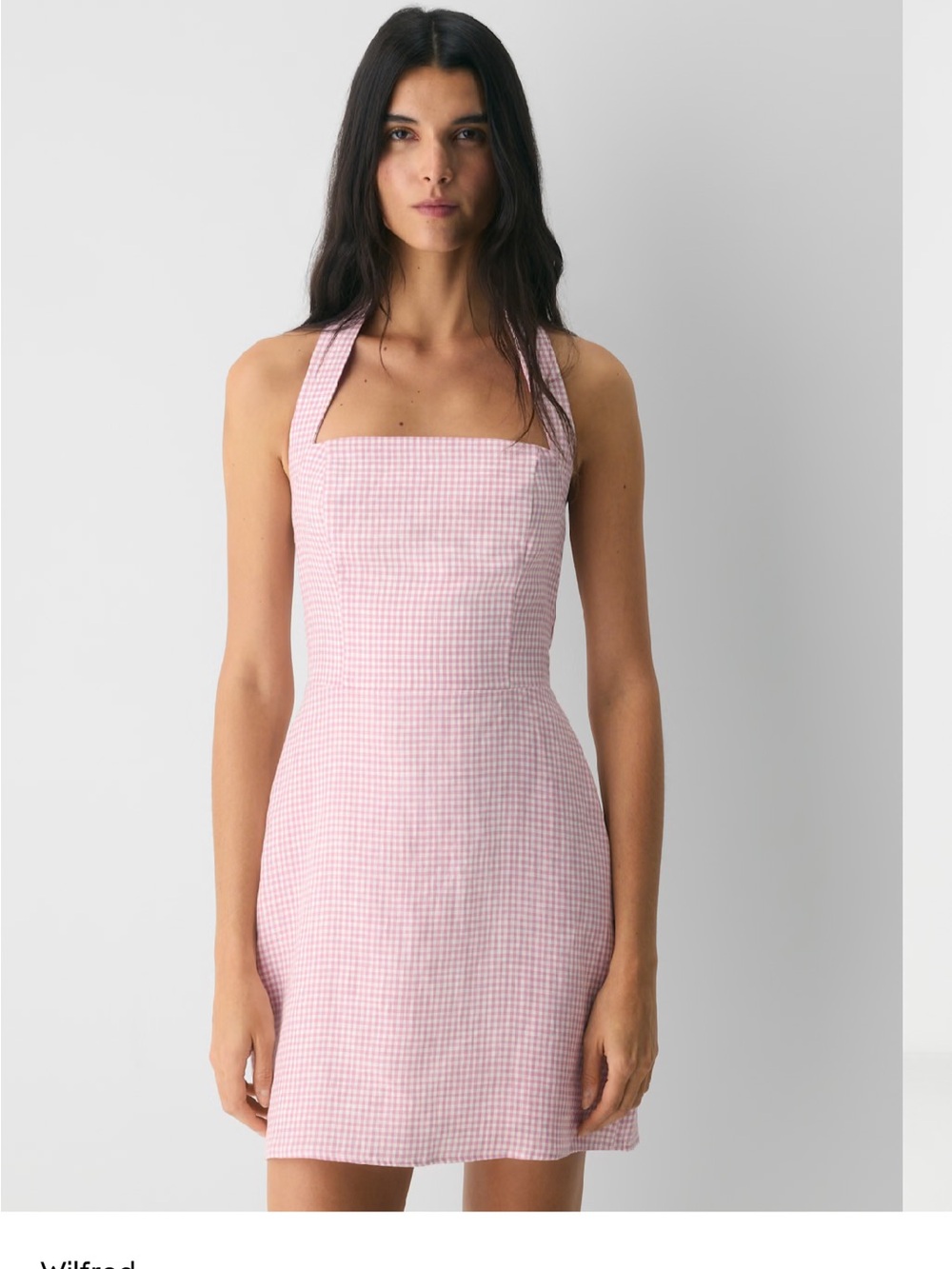 Aritzia gingham linen whisper mini dress